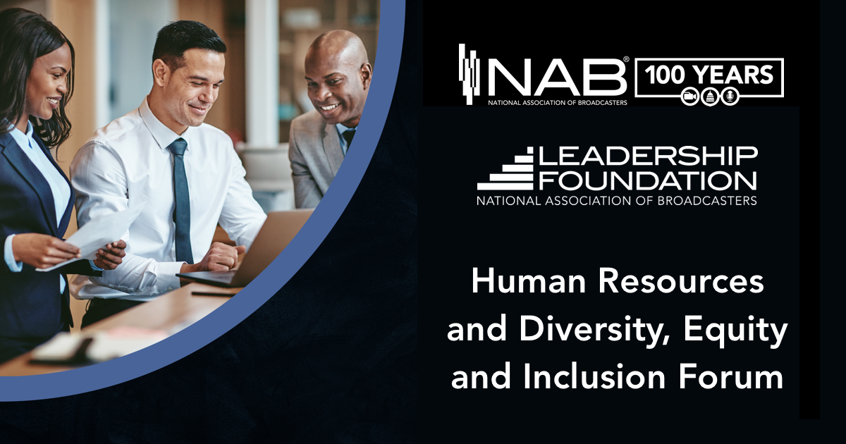 image showing three professional people with the NAB logo and NAB Leadership Foundation logo