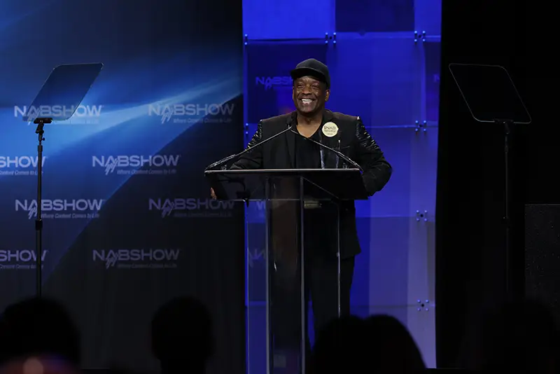 Donnie Simpson accepting the 2024 NAB Radio Hall of Fame Award at the NAB Show in Las Vegas